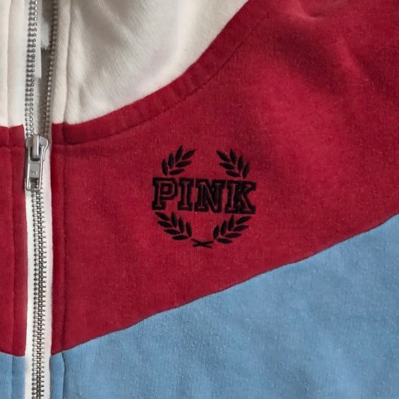 PINK Victoria's Secret Pullover Sweatshirt Quarter Zip Color Block LOVE PINK S - Picture 3 of 6